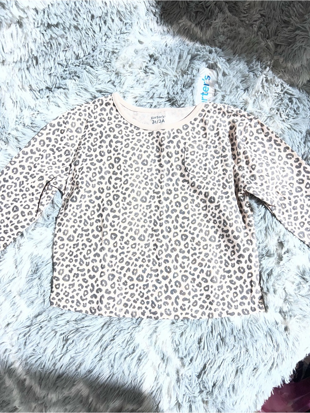 Carter's Girls' Leopard Print Long Sleeve Top - Beige & Gray